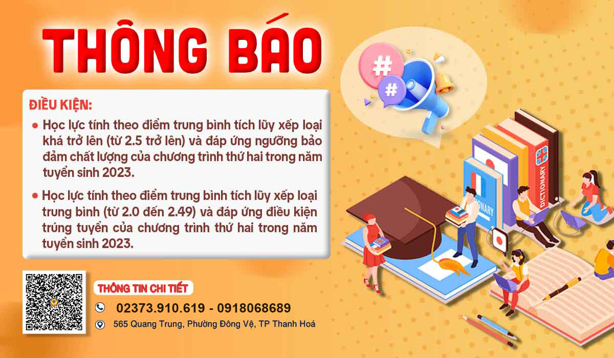 Thông báo về việc đăng kí học ngành thứ 2 trình độ đại học hệ chính quy  Đợt 1, năm học 2023-2024